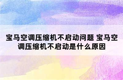 宝马空调压缩机不启动问题 宝马空调压缩机不启动是什么原因